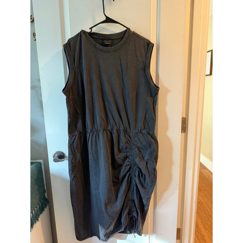 City Chic Ivy Wash Black Acid Ruched Mini Dress NWT Plus‎ Size Sleeveless